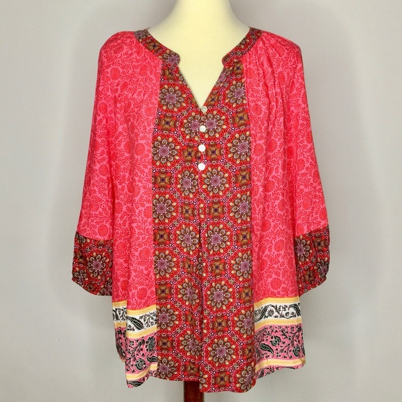 Anthropologie Fig and Flower Tops - Fig and Flower Anthropologie Sz M Boho Peasant Top